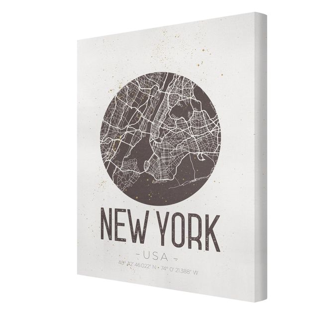 Telas decorativas mapas New York City Map - Retro