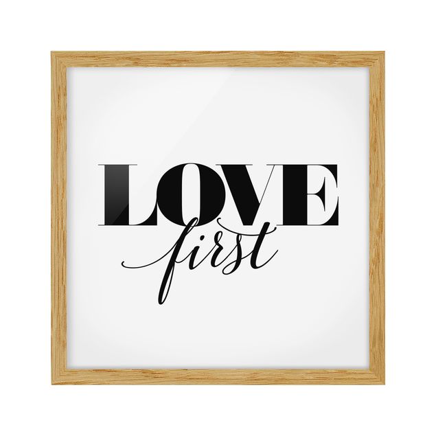 quadros com frases motivacionais Love First