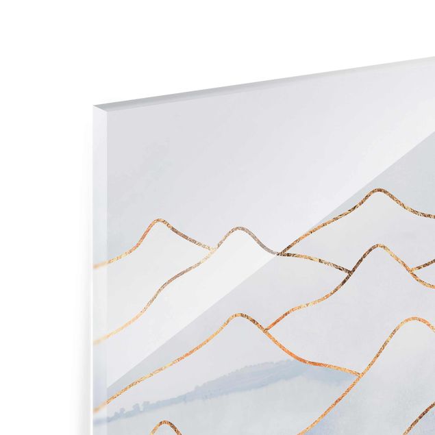 Quadros em vidro abstratos Watercolour Mountains White Gold