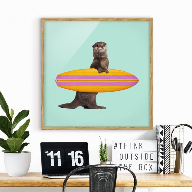 decoraçao para parede de cozinha Otter With Surfboard