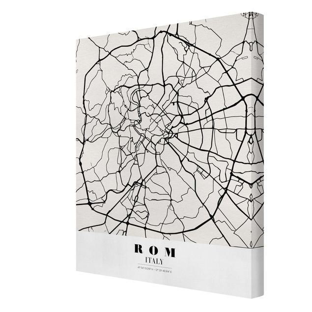 quadros em preto e branco Rome City Map - Classical