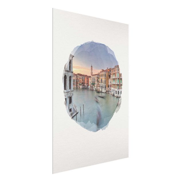 Quadros em vidro cidades e paisagens urbanas WaterColours - Grand Canal View From The Rialto Bridge Venice