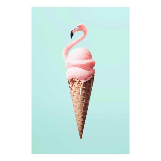 Quadros modernos Ice Cream Cone With Flamingo