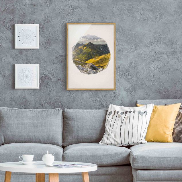 Quadros paisagens WaterColours - Mountains And Valley Of The Lechtal Alps In Tirol