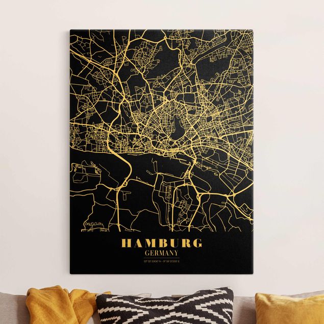 decoraçao cozinha Hamburg City Map - Classic Black