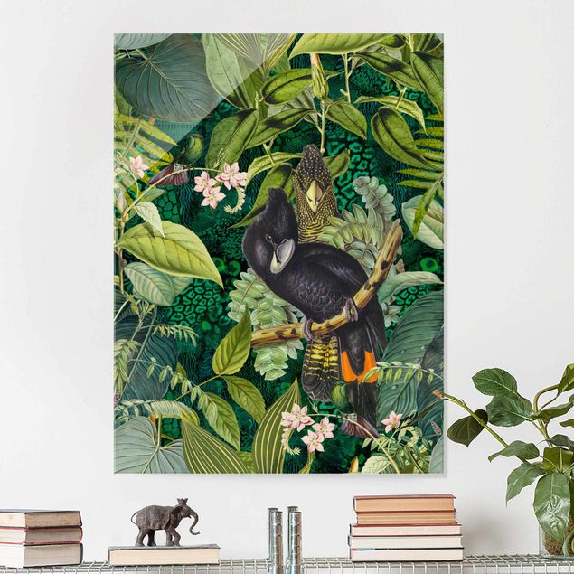 decoraçao para parede de cozinha Colourful Collage - Cockatoos In The Jungle