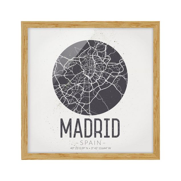 Quadros cidades Madrid City Map - Retro