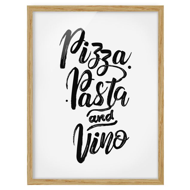 Quadros com frases Pizza Pasta And Vino