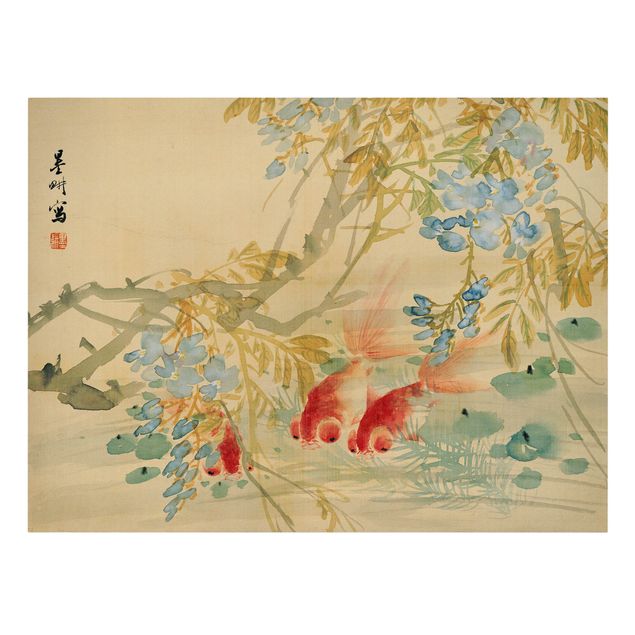 Telas decorativas réplicas de quadros famosos Ni Tian - Goldfish