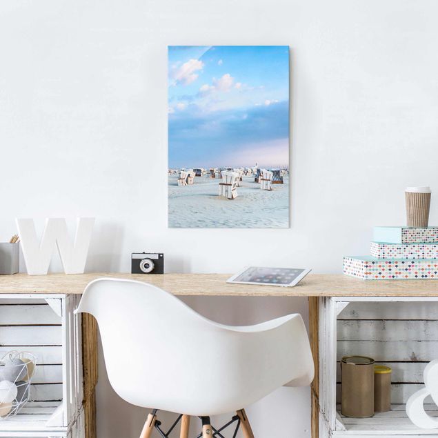 quadros de paisagens Beach Chairs On The North Sea Beach
