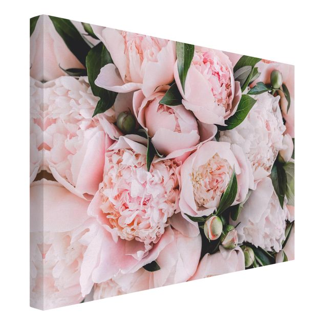 Quadros florais Pink Peonies With Leaves