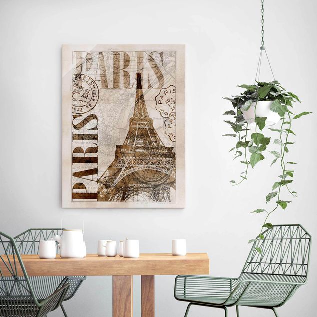 Quadros Paris Shabby Chic Collage - Paris