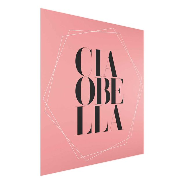 quadros decorativos para sala modernos Ciao Bella In Hexagons Light Pink Backdrop