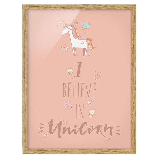 quadros com frases motivacionais I Believe In Unicorn