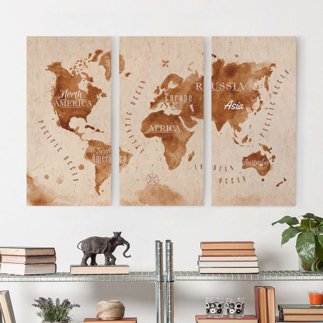 decoraçoes cozinha World Map Watercolour Beige Brown