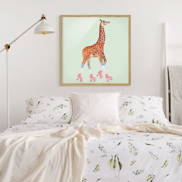 decoração para quartos infantis Giraffe With Roller Skates