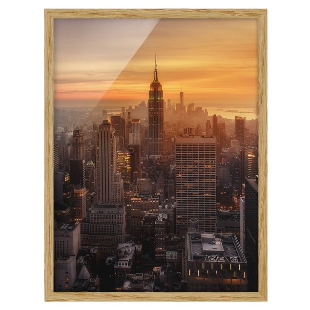 quadros decorativos para sala modernos Manhattan Skyline Evening