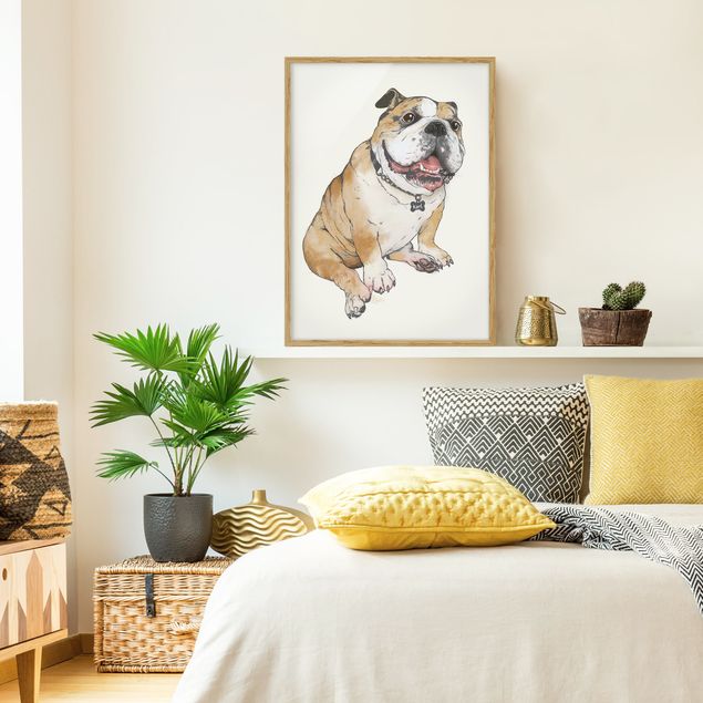 Quadros cães Illustration Dog Bulldog Painting