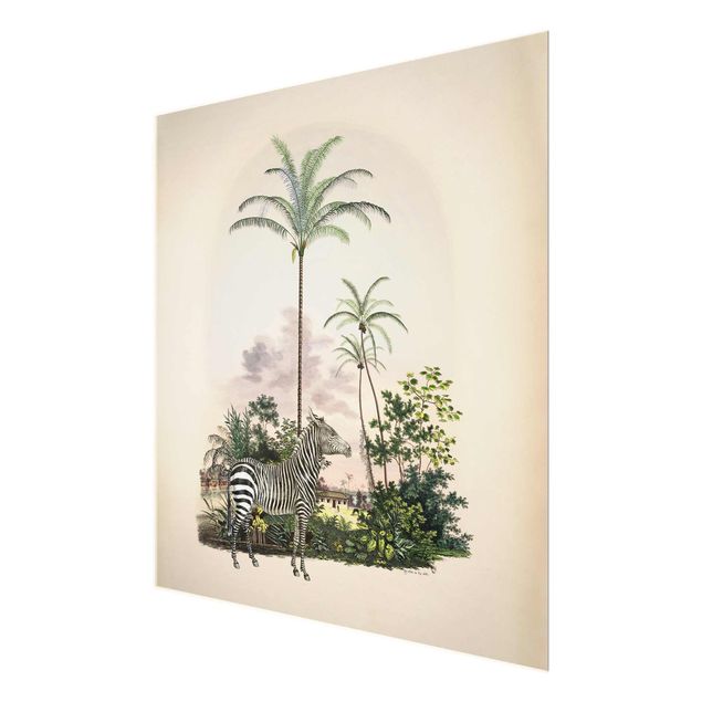 Quadros famosos Zebra Front Of Palm Trees Illustration