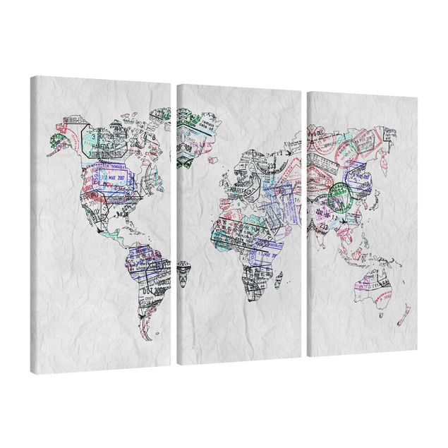 Quadros cidades Passport Stamp World Map