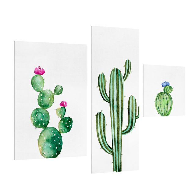 quadros flores Watercolour Cactus Set
