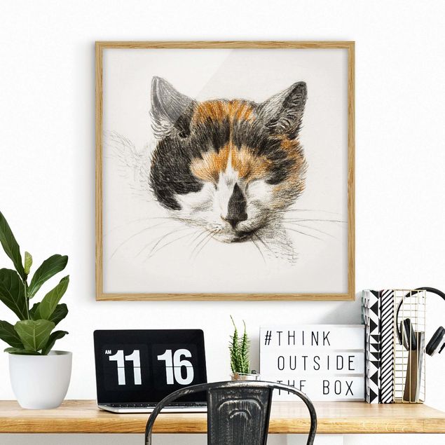 decoraçao para parede de cozinha Vintage Drawing Cat IV