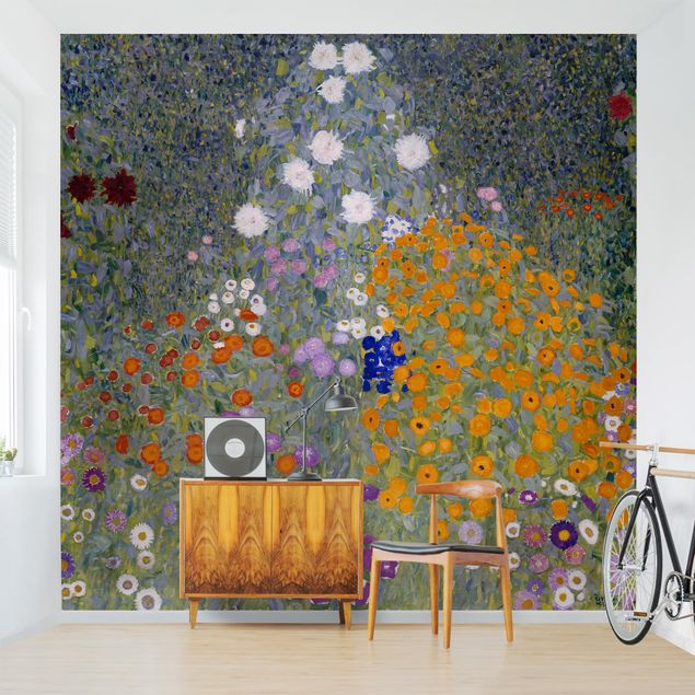 papel de parede moderno para sala Gustav Klimt - Cottage Garden
