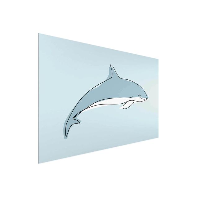 Quadros em vidro animais Dolphin Line Art