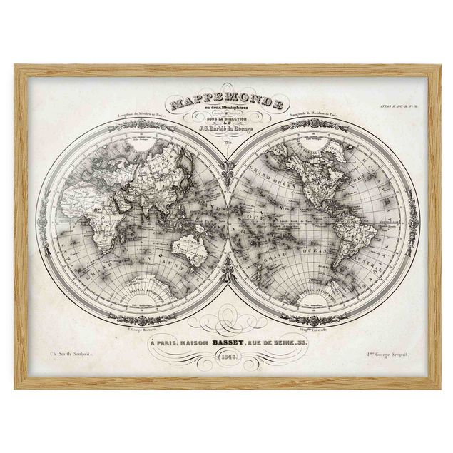 Quadros com moldura vintage World Map - French Map Of The Cap Region Of 1848