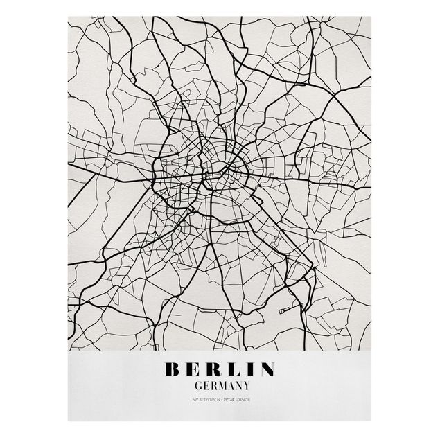 quadros preto e branco para decoração Berlin City Map - Classic