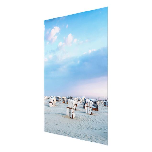 Quadros em vidro cidades e paisagens urbanas Beach Chairs On The North Sea Beach