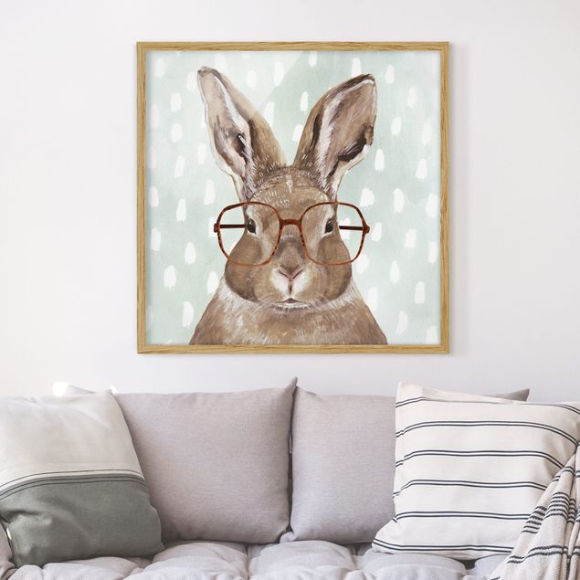 Quadros com moldura animais Animals With Glasses - Rabbit
