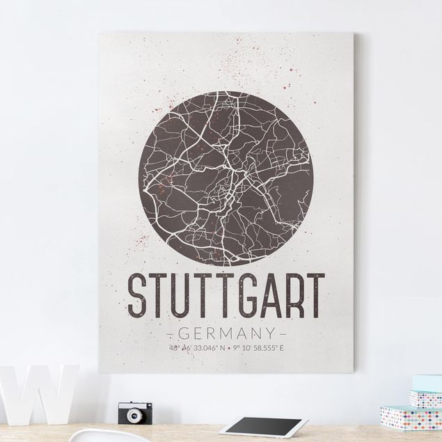 decoraçao para parede de cozinha Stuttgart City Map - Retro