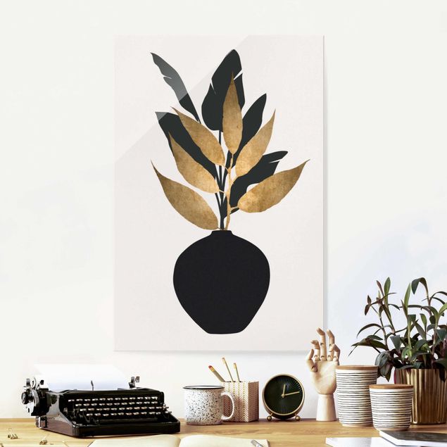 decoraçoes cozinha Graphical Plant World - Gold And Black