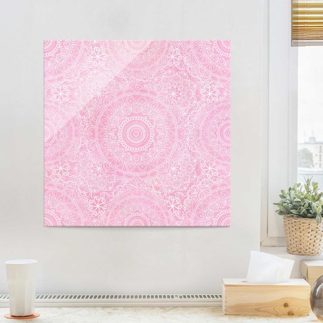 decoraçao para parede de cozinha Pattern Mandala Light Pink