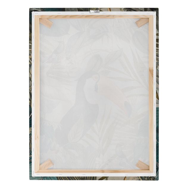 Quadros em turquesa Vintage Collage - Toucan In The Jungle
