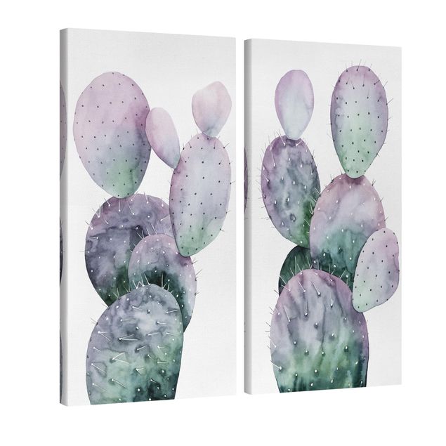 quadro com flores Cactus In Purple Set I