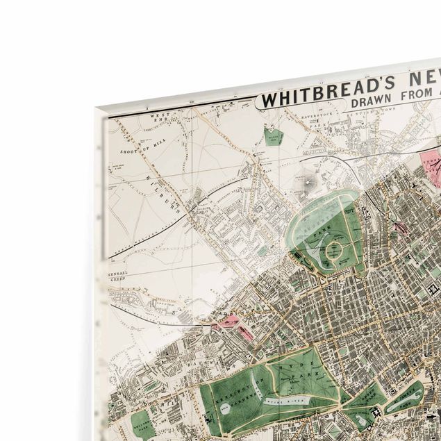 Quadros em vidro mapas Vintage Map London
