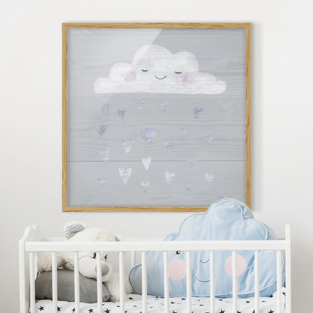 decoração para quartos infantis Cloud With Silver Hearts
