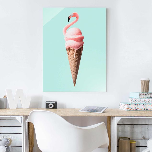 decoraçoes cozinha Ice Cream Cone With Flamingo