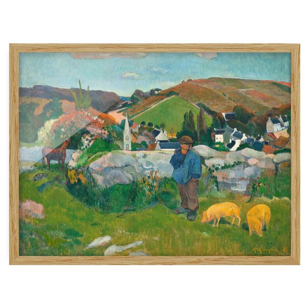 quadros de paisagens Paul Gauguin - The Swineherd