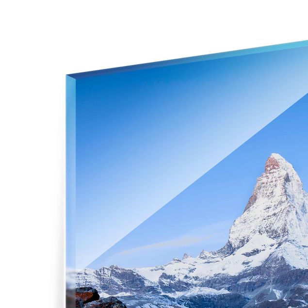 Quadros em vidro cidades e paisagens urbanas Stellisee Lake In Front Of The Matterhorn