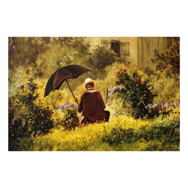 Quadros em vidro flores Carl Spitzweg - The Painter In The Garden