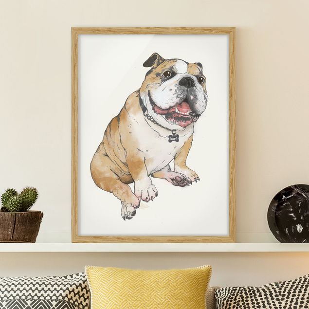 decoraçao para parede de cozinha Illustration Dog Bulldog Painting