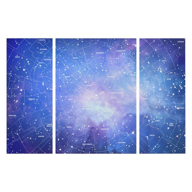 quadro azul Stelar Constellation Star Chart