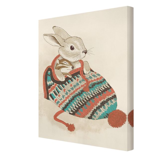 Quadros de Laura Graves Art Illustration Cuddly Santander Rabbit In Hat