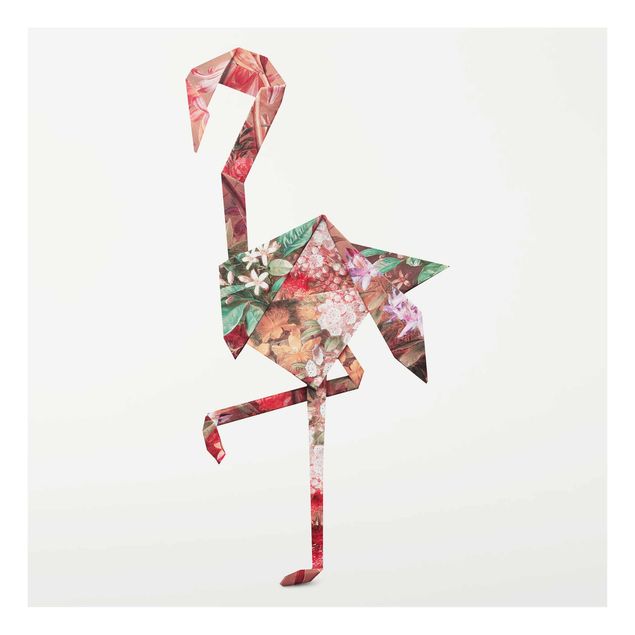 Quadros rosas Origami Flamingo
