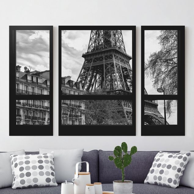 decoraçao cozinha Window view Paris - Near the Eiffel Tower black and white
