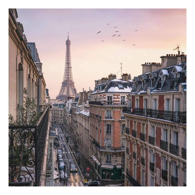 Quadros em vidro cidades e paisagens urbanas The Eiffel Tower In The Setting Sun