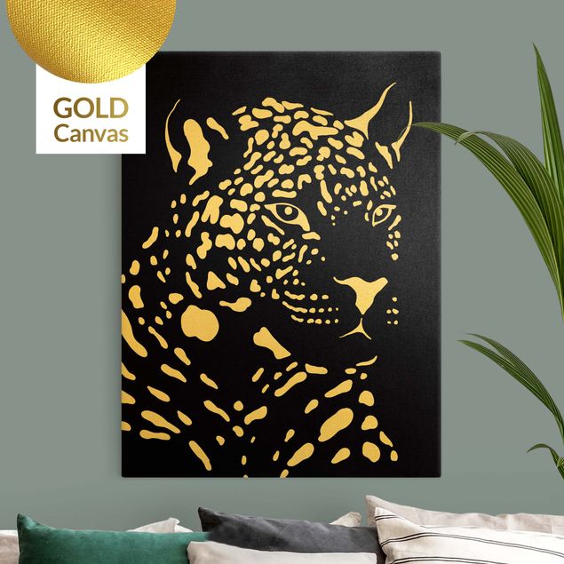 quadros modernos para quarto de casal Safari Animals - Portrait Leopard Black